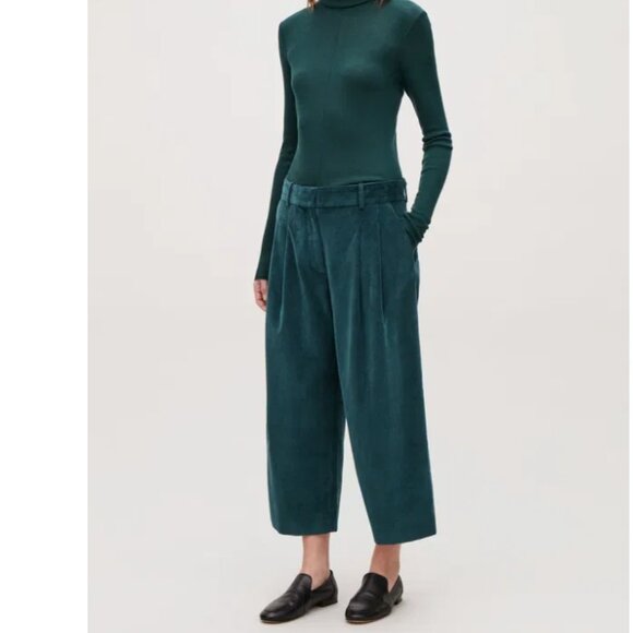 COS Wide-Leg Dark Green Corduroy Trousers Size 6